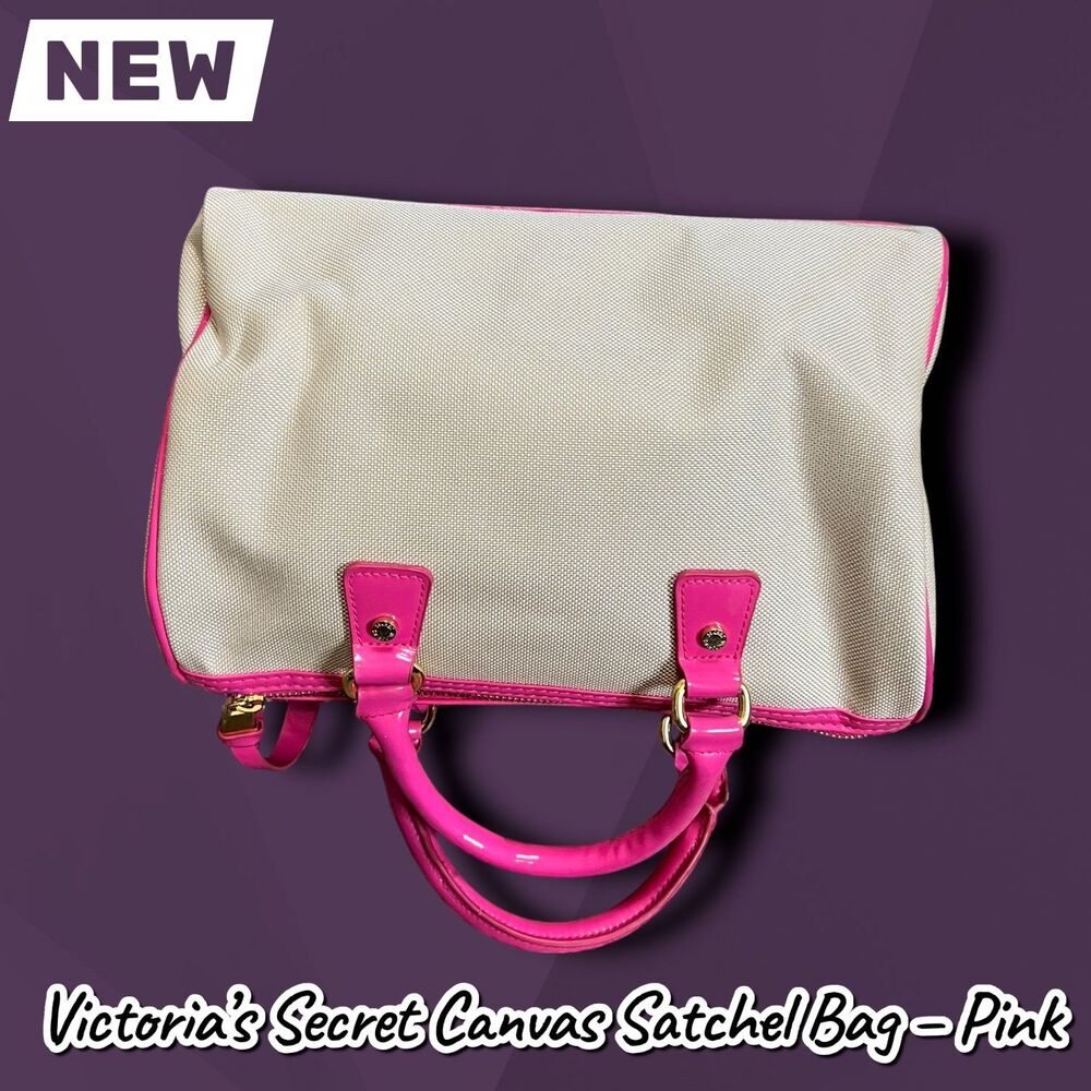 New With Tags Victoria’s Secret Canvas Satchel Bag – Pink - Picture 8 of 10
